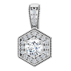 14K White 1/2 CTW Natural Diamond Pendant