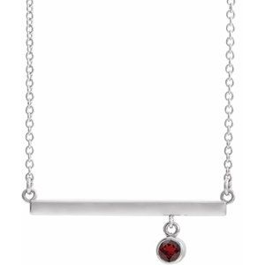 Natural Garnet 18 In Bar Necklace