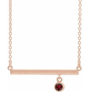 14K Rose Natural Mozambique Garnet Bezel-Set 16″ Necklace