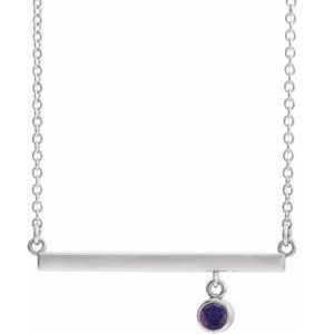 Natural Amethyst 18 In Bar Necklace