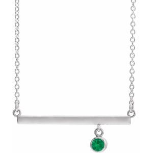 Lab-Grown Emerald 16 In Bar Necklace