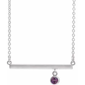 Lab-Grown Alexandrite 18 In Bar Necklace