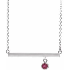 Natural Ruby 18 In Bar Necklace