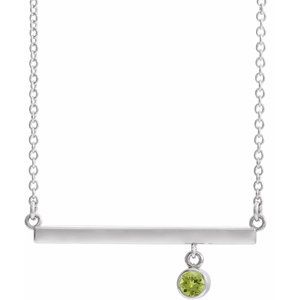 Natural Peridot 16 In Bar Necklace