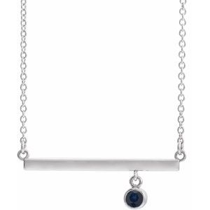 Lab-Grown Blue Sapphire 18 In Bar Necklace