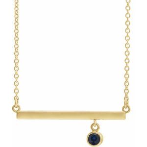 Lab-Grown Blue Sapphire 18 In Bar Necklace