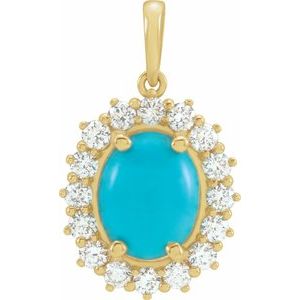 Natural Turquoise And 1/2 Ctw Natural Diamond Pendant