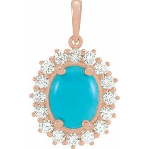 Natural Turquoise And 1/2 Ctw Natural Diamond Pendant