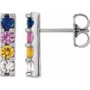 Natural Multi Color Sapphire Earrings W/Backs