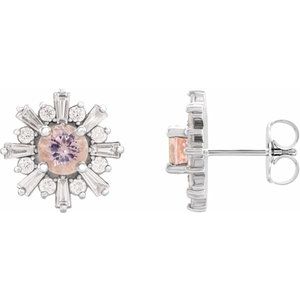 Natural Morganite And 3/4 Ctw Natural Diamond Earrings