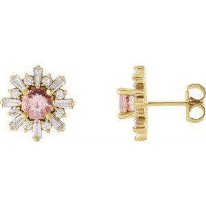 Natural Morganite And 3/4 Ctw Natural Diamond Earrings