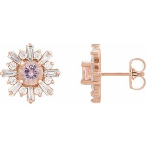 Natural Morganite And 3/4 Ctw Natural Diamond Earrings