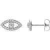 Sterling Silver Natural White Sapphire & Natural White Sapphire Evil Eye Earrings