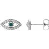 Sterling Silver Natural Alexandrite & Natural White Sapphire Evil Eye Earrings