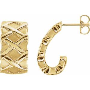 Patterned J Hoop Earrings