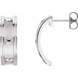 Patterned J Hoop Earrings