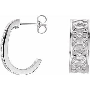 Patterned J Hoop Earrings