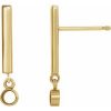 14K Yellow 2.5 mm Round Bezel-Set Bar Earring Mounting