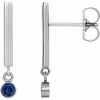 Platinum Natural Blue Sapphire Bar Earrings