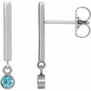 Natural Blue Zircon Dangle Earrings