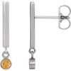 Sterling Silver Natural Citrine Bar Earrings