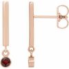 14K Rose Natural Mozambique Garnet Bar Earrings