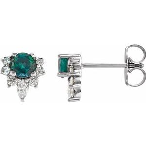 Natural Alexandrite And 1/6 Ctw Natural Diamond Earrings