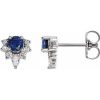 Sterling Silver Natural Blue Sapphire & 1/6 CTW Natural Diamond Earrings