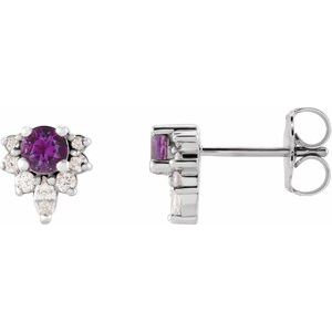 Natural Amethyst And 1/6 Ctw Natural Diamond Earrings