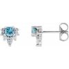 Platinum Natural Blue Zircon & 1/6 CTW Natural Diamond Earrings