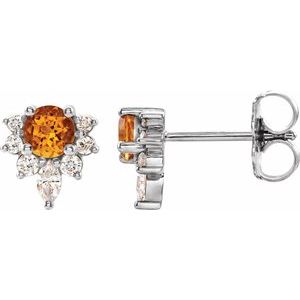 Natural Citrine And 1/6 Ctw Natural Diamond Earrings