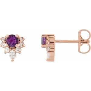 Natural Amethyst And 1/6 Ctw Natural Diamond Earrings