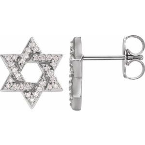 1/8 Ctw Natural Diamond Star Of David Earrings