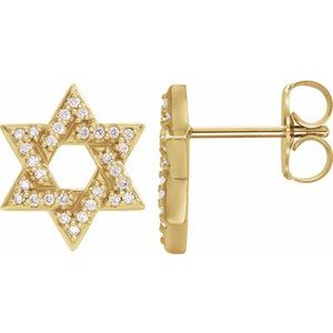 1/8 Ctw Natural Diamond Star Of David Earrings