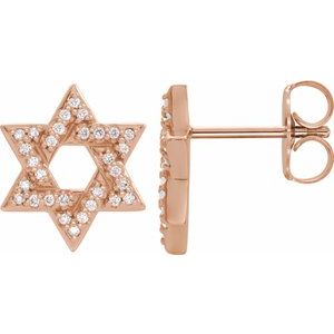 1/8 Ctw Natural Diamond Star Of David Earrings