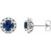 Platinum 6 mm Lab-Grown Blue Sapphire & 1/3 CTW Natural Diamond Halo-Style Earrings