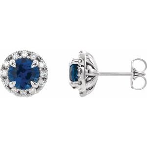 Natural Blue Sapphire And 1/3 Ctw Natural Diamond Earrings