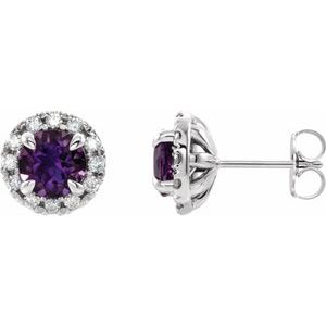 Natural Amethyst And 1/3 Ctw Natural Diamond Earrings