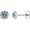 Natural Blue Zircon And 1/3 Ctw Natural Diamond Earrings