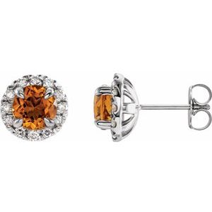 Natural Citrine And 1/3 Ctw Natural Diamond Earrings