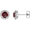 Natural Mozambique Garnet And 1/3 Ctw Natural Diamond Earrings