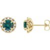 Natural Emerald And 1/3 Ctw Natural Diamond Earrings