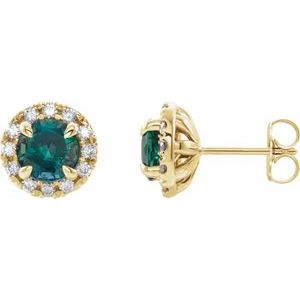 Natural Emerald And 1/3 Ctw Natural Diamond Earrings