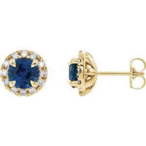 Natural Blue Sapphire And 1/3 Ctw Natural Diamond Earrings