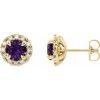 Natural Amethyst And 1/3 Ctw Natural Diamond Earrings