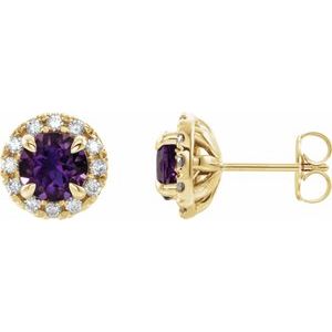 Natural Amethyst And 1/3 Ctw Natural Diamond Earrings