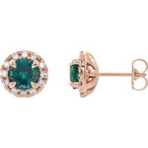 Natural Emerald And 1/3 Ctw Natural Diamond Earrings