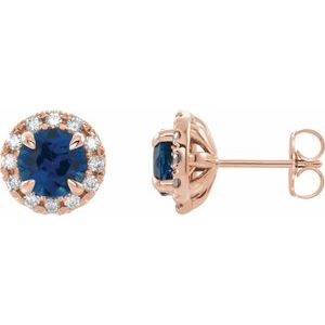 Natural Blue Sapphire And 1/3 Ctw Natural Diamond Earrings