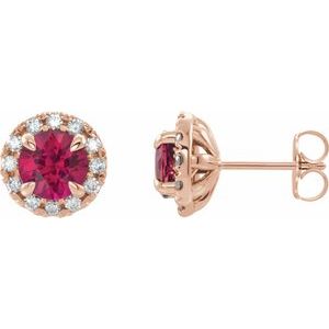 Lab-Grown Ruby And 1/3 Ctw Natural Diamond Earrings