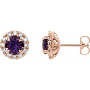 Natural Amethyst And 1/3 Ctw Natural Diamond Earrings